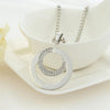 Crystal Rhinestone Chunky Silver Plated Double Circle Pendant Necklace