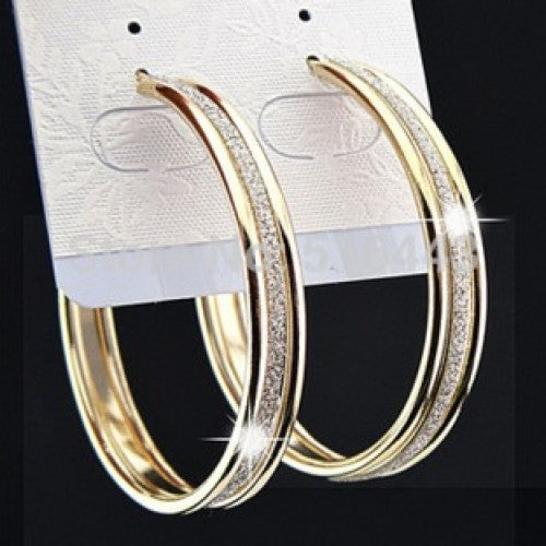 Earrings for Women ,Gold Frosted Big Hoop