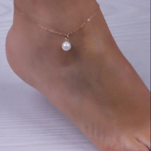 Women Pearl Bead Ankle Chain Anklet Bracelet Foot Jewelry