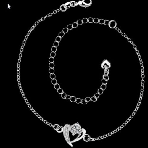 925 Silver Love Ankle Jewelry Bracelet